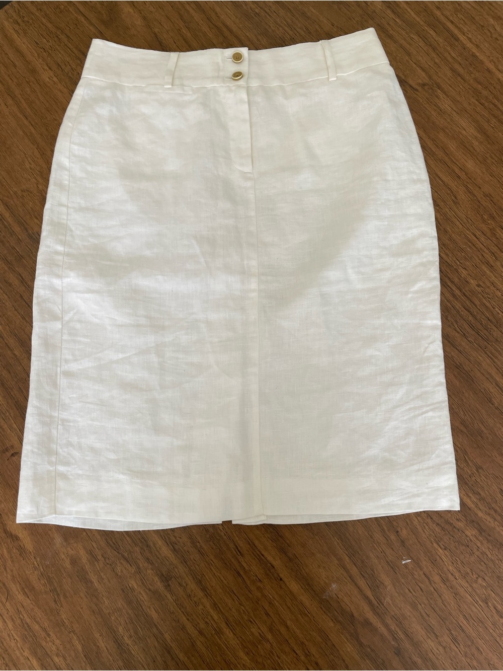Banana Republic White Linen-Blend Pencil Skirt